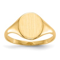 14K Yellow Gold 8.5x 10.0mm Oval Open Back Signet Ring view 1