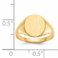 14K Yellow Gold 9.5x 11.0mm Oval Open Back Signet Ring view 5