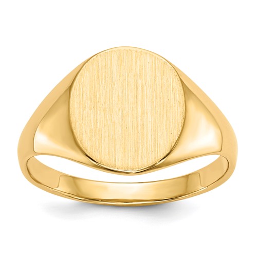 14K Yellow Gold 9.5x 11.0mm Oval Open Back Signet Ring