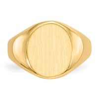 14K Yellow Gold 11.0x 12.5mm Oval Open Back Signet Ring view 4