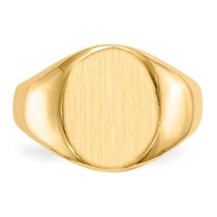 14K 11.5x13.5mm Oval Open Back Signet Ring view 4