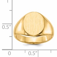 14K 11.5x13.5mm Oval Open Back Signet Ring view 5