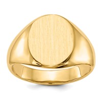 14K 11.5x13.5mm Oval Open Back Signet Ring view 1