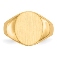 14K Yellow Gold 11.5x 13.0mm Oval Open Back Mens Signet Ring view 4