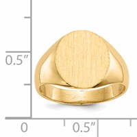 14K Yellow Gold 11.5x 13.0mm Oval Open Back Mens Signet Ring view 5