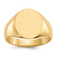 14K Yellow Gold 11.5x 13.0mm Oval Open Back Mens Signet Ring view 1