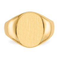 14K 12.5x16.0mm Oval Open Back Mens Signet Ring view 4