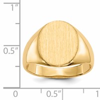 14K 12.5x16.0mm Oval Open Back Mens Signet Ring view 5