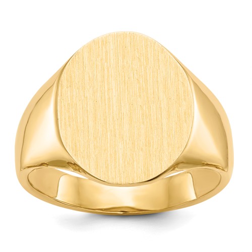14K Yellow Gold 14.0x 18.0mm Oval Open Back Mens Signet Ring