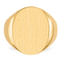 14K Yellow Gold 16.0x 20.5mm Oval Open Back Mens Signet Ring view 4