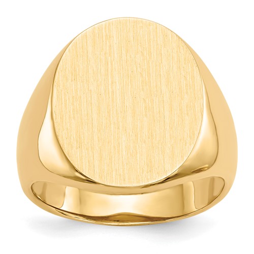 14K Yellow Gold 16.0x 20.5mm Oval Open Back Mens Signet Ring