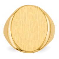 14K Yellow Gold 16.5x 20.0mm Oval Open Back Mens Signet Ring view 4