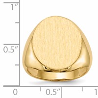 14K Yellow Gold 16.5x 20.0mm Oval Open Back Mens Signet Ring view 5
