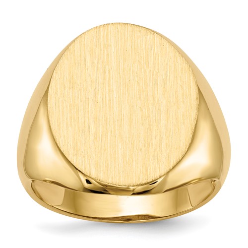 14K Yellow Gold 16.5x 20.0mm Oval Open Back Mens Signet Ring