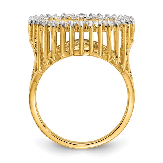 14k Rhodium Ladies' Trident Design Diamond Coin Bezel Ring         