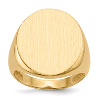14K Yellow Gold 18.0x 22.0mm Oval Open Back Mens Signet Ring view 1