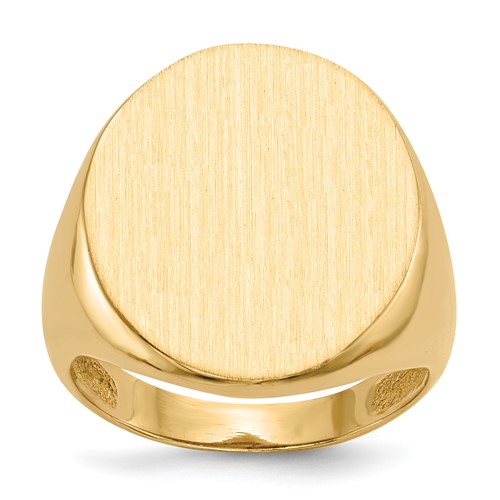 14K Yellow Gold 18.0x 22.0mm Oval Open Back Mens Signet Ring