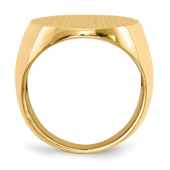 Gold Polished Tall Oval Open Back Signet Ring