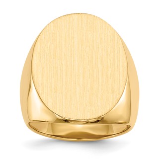 Gold Polished Tall Oval Open Back Signet Ring