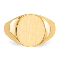 14K Yellow Gold 13.5x 15.0mm Oval Closed Back Mens Signet Ring view 4