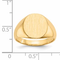14K Yellow Gold 13.5x 15.0mm Oval Closed Back Mens Signet Ring view 5