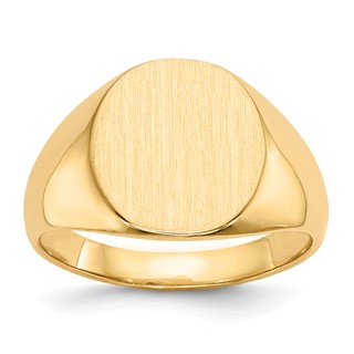 18ky 15.0x13.5mm Closed Back Men's Signet Ring