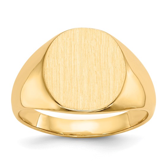 18ky 15.0x13.5mm Closed Back Men's Signet Ring