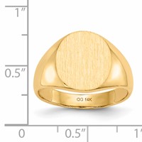 14K Yellow Gold 13.0x14.0mm Oval Closed Back Mens Signet Ring view 5
