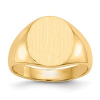 14K Yellow Gold 13.0x14.0mm Oval Closed Back Mens Signet Ring view 1