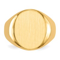 14K Yellow Gold 14.5x 17.5mm Oval Closed Back Mens Signet Ring view 4