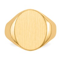 14K 14.0x17.5mm Oval Closed Back Mens Signet Ring view 4