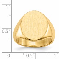 14K 14.0x17.5mm Oval Closed Back Mens Signet Ring view 5