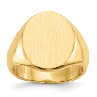 14K 14.0x17.5mm Oval Closed Back Mens Signet Ring view 1