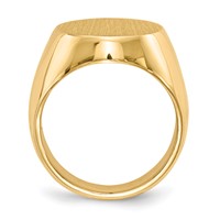 14K Yellow Gold 16.0x 18.5mm Oval Closed Back Mens Signet Ring view 2