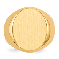 14K Yellow Gold 16.0x 18.5mm Oval Closed Back Mens Signet Ring view 4
