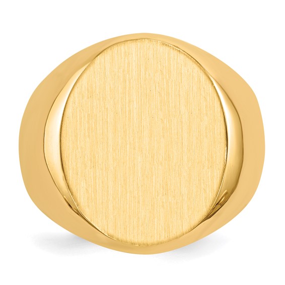 18ky 18.5x16.0mm Closed Back Men's Signet Ring