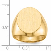 14K Yellow Gold 16.0x 18.5mm Oval Closed Back Mens Signet Ring view 5