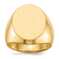 14K Yellow Gold 16.0x 18.5mm Oval Closed Back Mens Signet Ring view 1