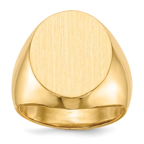 14K Yellow Gold 16.0x 18.5mm Oval Closed Back Mens Signet Ring