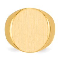 14K Yellow Gold 17.5x 19.5mm Oval Closed Back Mens Signet Ring view 4