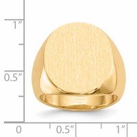 14K Yellow Gold 17.5x 19.5mm Oval Closed Back Mens Signet Ring view 5