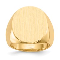 14K Yellow Gold 17.5x 19.5mm Oval Closed Back Mens Signet Ring view 1