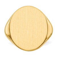 14K Yellow Gold 18.0x 20.0mm Oval Closed Back Mens Signet Ring view 4