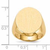 14K Yellow Gold 18.0x 20.0mm Oval Closed Back Mens Signet Ring view 5