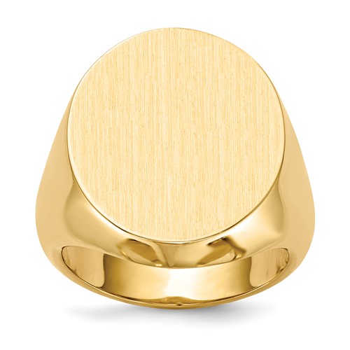 14K Yellow Gold 18.0x 20.0mm Oval Closed Back Mens Signet Ring