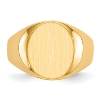 14K Yellow Gold 12.0x 14.5mm Oval Open Back Mens Signet Ring view 4
