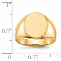 14K Yellow Gold 12.0x 14.5mm Oval Open Back Mens Signet Ring view 5