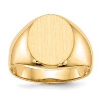 14K Yellow Gold 12.0x 14.5mm Oval Open Back Mens Signet Ring view 1