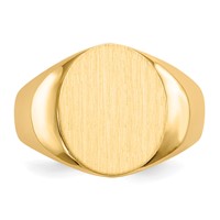 14K Yellow Gold 13.5x15.0mm Oval Open Back Mens Signet Ring view 4