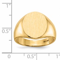 14K Yellow Gold 13.5x15.0mm Oval Open Back Mens Signet Ring view 5
